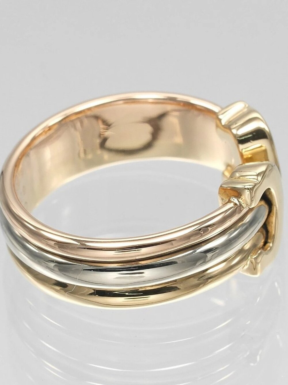 CARTIER 2C three color Ring K18 Gold (YGxPGxWG) #5.1(US Size) 4.83g Women - Picture 7 of 10